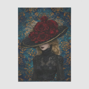 Papel De Seda Mujer Victoriana Francesa Decoupage de Sombrero de