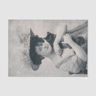 Papel De Seda Mujer victoriana genuina (no IA) con gato