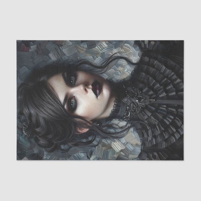 Papel De Seda Mujer Victoriana gótico En Negro (Anverso)