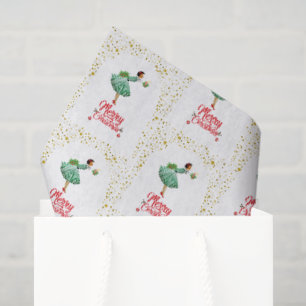 Papel De Seda Mujer vintage de Navidad apagando una vela