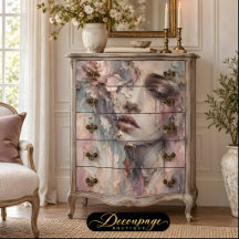Mujer Vintage Decoupage Floral Pastel