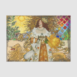 Papel De Seda Mujer Vintage Sol Dorado: Arte de Collage Zodiaco 