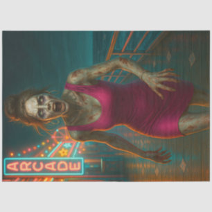 Papel De Seda Mujer zombi vestida Halloween gótico no está mue