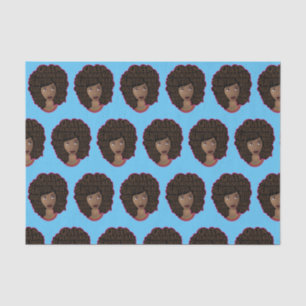 Papel De Seda Mujeres motivadoras negras, pelo natural, azul