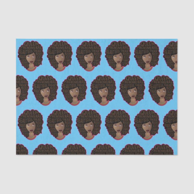Papel De Seda Mujeres motivadoras negras, pelo natural, azul (Anverso)