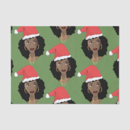 Papel De Seda Mujeres negras, Navidades Red Santa Hats, Verde