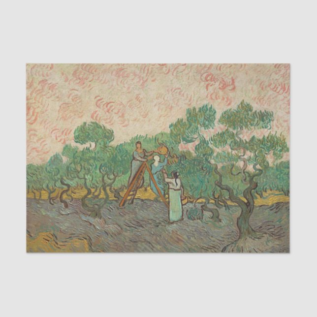 Papel De Seda Mujeres recogiendo aceitunas, Van Gogh (Anverso)
