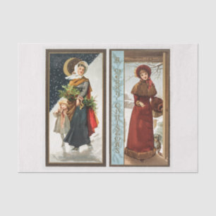 Papel De Seda Mujeres y niños de Navidad vintage (1865-1899)