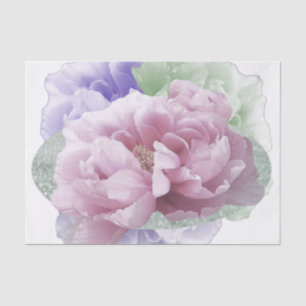 Papel de seda multicolor con flores de peonía