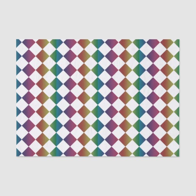 Papel De Seda Multicolor Diamante Arlequín Multicolor Cuadros  (Anverso)