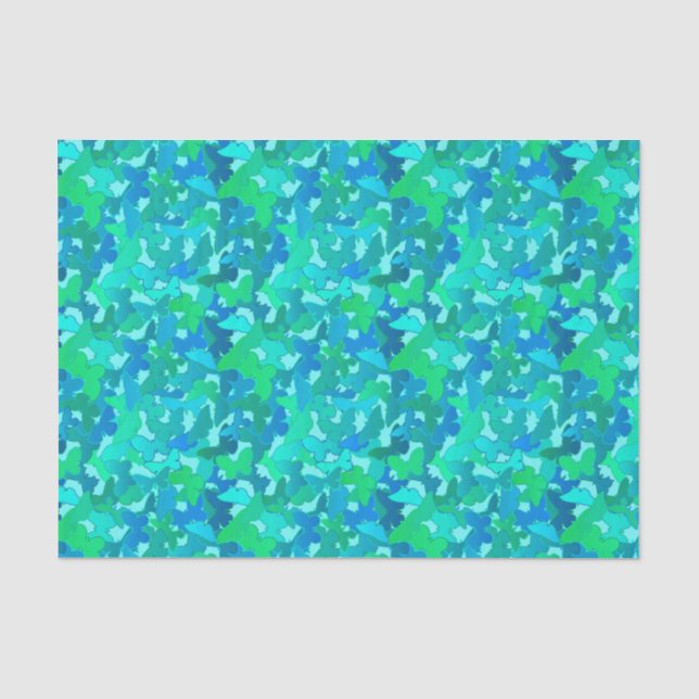 Papel De Seda Multitud de mariposas, de la turquesa, de la (Anverso)