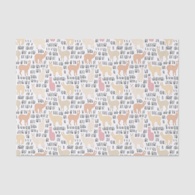 Papel De Seda Multitud del modelo de las alpacas (Anverso)