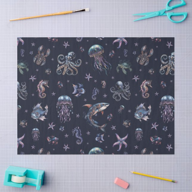Papel De Seda Mundo Subacuático Oscuro Gótico (Artesanía)