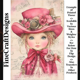 Papel De Seda Muñeca Adorable Steampunk, Traje Rosa AM7 Decoupag