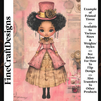 Papel De Seda Muñeca Chic Afroamericana, Decoupage Rosa AM9