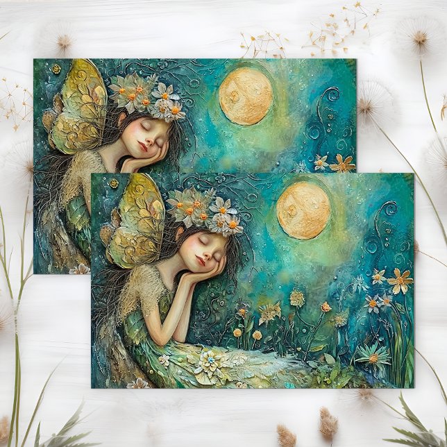 PAPEL DE SEDA MUÑECA HADA DE LA LUZ DE LA LUNA DECUPAGE (MOONLIGHT FAIRY GIRL DECOUPAGE TISSUE PAPER)