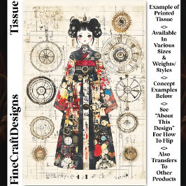 Papel De Seda Muñeca Linda Asiática Clockpunk con Kimono CK6 Dec