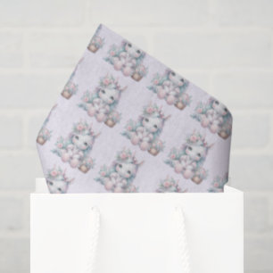 Papel De Seda Muñeca Pastel Kawaii Unicornio con Cesta de Flores