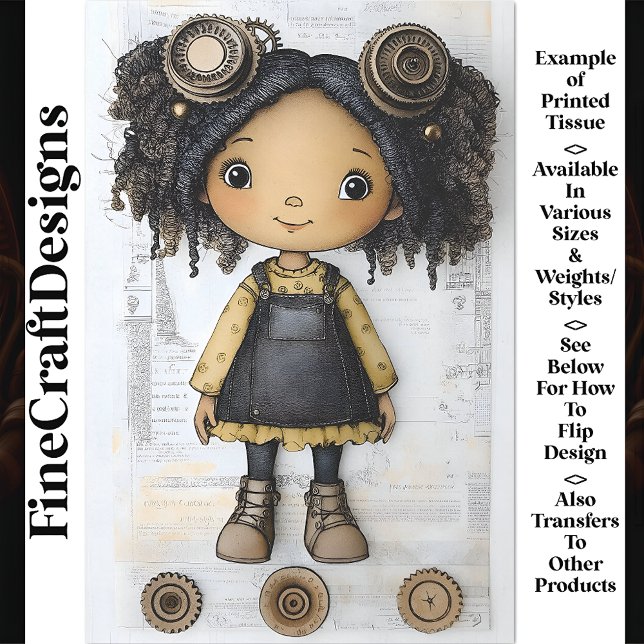 Papel De Seda Muñeca Steampunk Afroamericana Linda AM2 Decoupage (Subido por el creador)