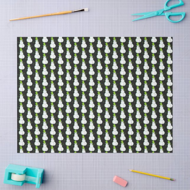 Papel De Seda Muñeco de nieve con sombrero verde  (Artesanía)