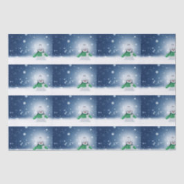 Papel De Seda Muñeco de nieve con una bufanda verde
