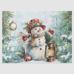 Papel De Seda Muñeco de nieve de Navidad con decoupage de acuare