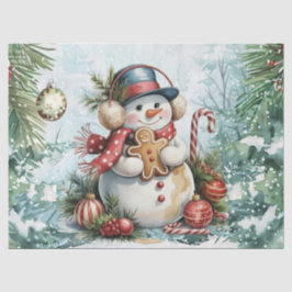 Papel De Seda Muñeco de nieve de Navidad decoupage acuarela vint