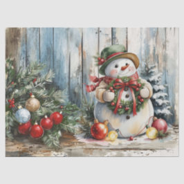 Papel De Seda Muñeco de Nieve de Navidad Decoupage de Acuarela V