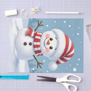 Papel De Seda Muñeco de nieve lindo con bufanda y sombrero