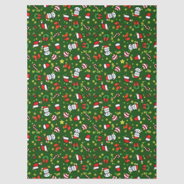 Papel De Seda Muñeco de nieve navideño (Anverso)