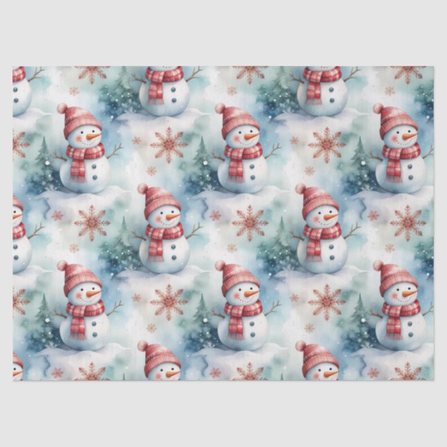 Papel De Seda Muñeco de Nieve Navideño Adorable  (Anverso)