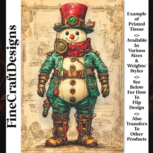 Papel De Seda Muñeco de Nieve Navideño Vibra Steampunk BL2 Decou (Subido por el creador)