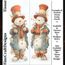 Papel De Seda Muñecos de Nieve Altos con Ropas Cottagecore DS6R 
