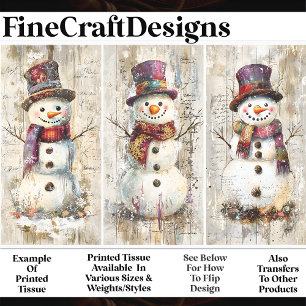 Papel De Seda Muñecos de nieve encantadores con estilo shabby ch