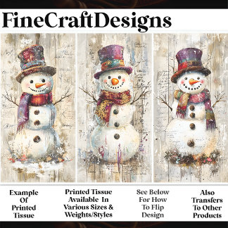 Papel De Seda Muñecos de nieve encantadores con estilo shabby ch
