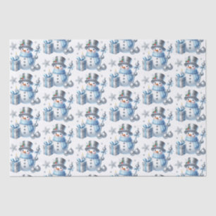 Papel De Seda Muñecos de Nieve Plateados