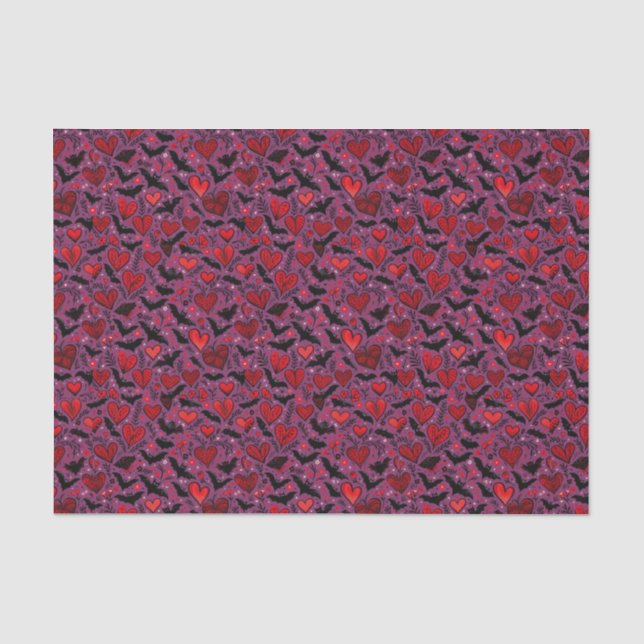 Papel De Seda Murciélagos & Corazones (Anverso)