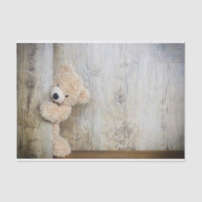 Papel De Seda Muro De Madera Rústica De Oso Cutáneo Con Oso (Anverso)