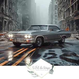 Papel De Seda Muscle Car Paisaje de la ciudad post-apocalíptica 