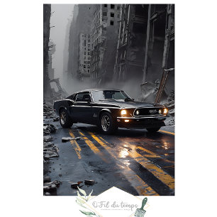 Papel De Seda Muscle Car Paisaje de la ciudad post-apocalíptica