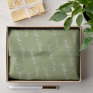 Papel De Seda Músculo Botánico Verde y Lavanda Delicada Letra Sc