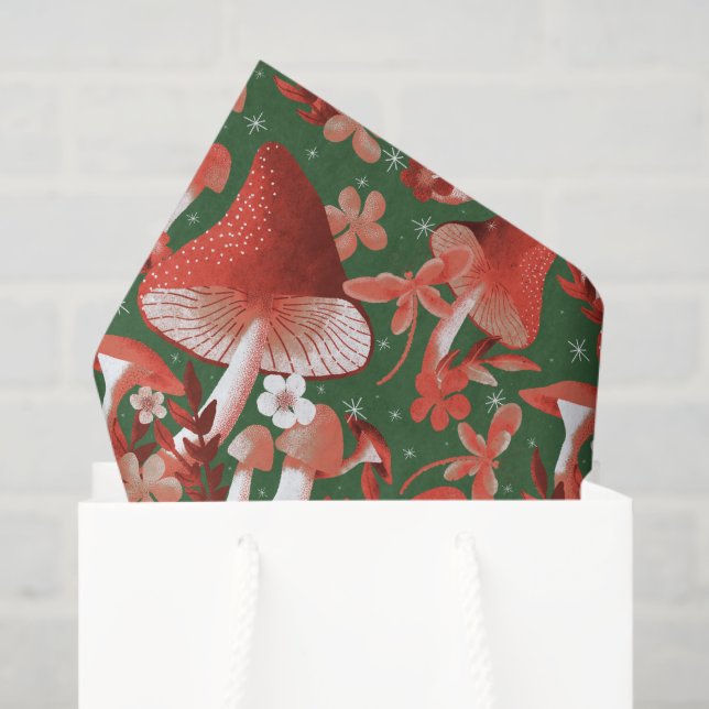 Papel De Seda Mushroom Magic red y green (Bolsa de regalo)