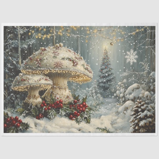 Papel De Seda Mushrooms de Navidades de copas de nieve (Anverso)