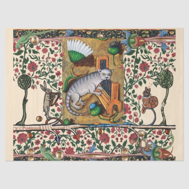 PAPEL DE SEDA MÚSICA BESTIARIA MEDIEVAL EXTRAÑA,ÓRGANO DE JUEGO  (Anverso)