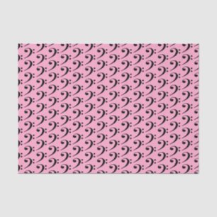 Papel De Seda Música Clave de Fa negra sobre rosa Clavel