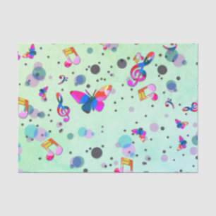 Papel De Seda Música de baile de colores sobre verde