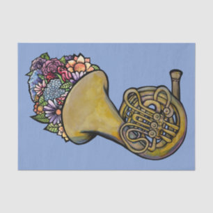 Papel De Seda Música de banda de corno francés Arte floral      