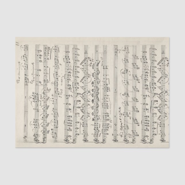 Papel De Seda Música de hoja de cosecha manuscrita pálida (Anverso)