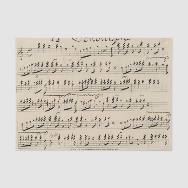Papel De Seda Música de hoja manuscrita de época (Anverso)