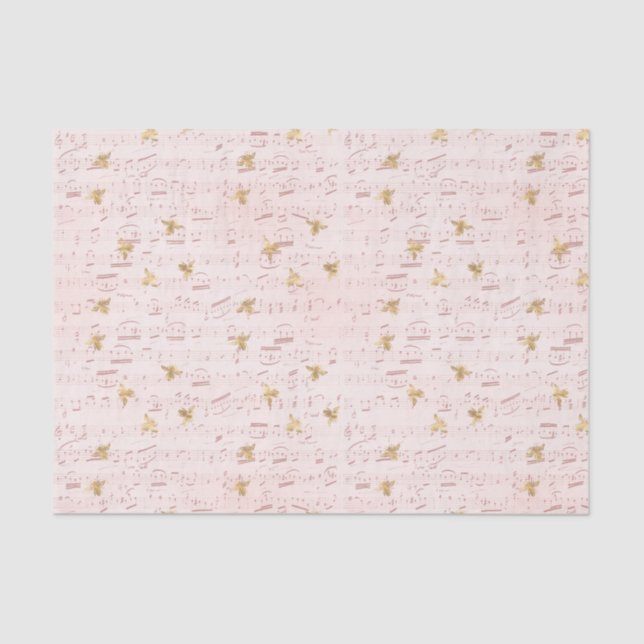 Papel De Seda Música de hojas antiguas y abejas (Anverso)